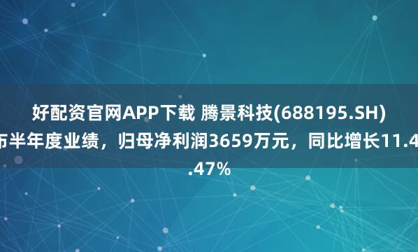 好配资官网APP下载 腾景科技(688195.SH)发布半年度业绩，归母净利润3659万元，同比增长11.47%